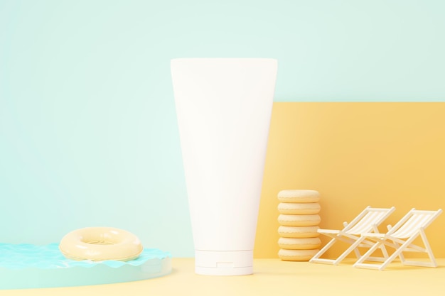 3D-Rendering von leeren Kosmetik-Hautpflegeprodukten oder Verpackungen für Mock-up Schönheitsseife und Spa-Konzept Lotionölfeuchtigkeit für die Gesundheit der Haut Premium- und Luxusdesign für Branding