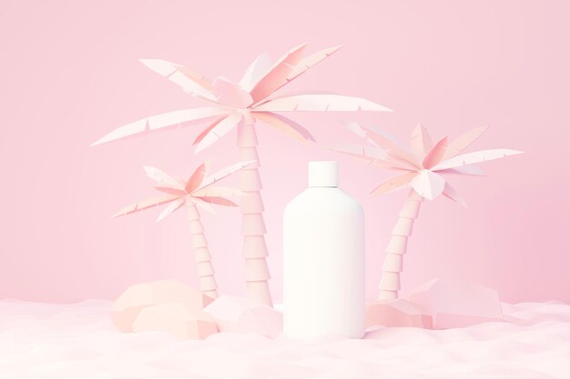 3D-Rendering von leeren Kosmetik-Hautpflegeprodukten oder Verpackungen für Mock-up Schönheitsseife und Spa-Konzept Lotionölfeuchtigkeit für die Gesundheit der Haut Premium- und Luxusdesign für Branding