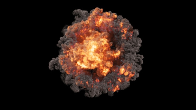 Foto 3d-rendering von leuchtend bunten explosionen, stoßwellen und rauchkeulen