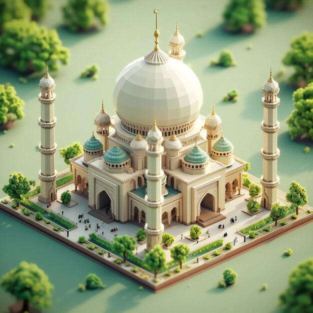 3D-Rendering von Low-Poly-Moschee