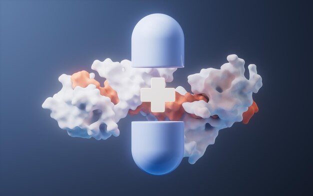 3D-Rendering von medizinischen Kapseln und Proteinen