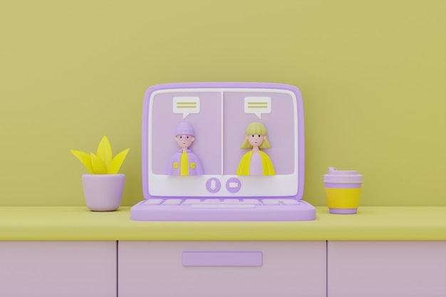 3D-Rendering von Menschen-Avataren in einem Zoom-Anruf
