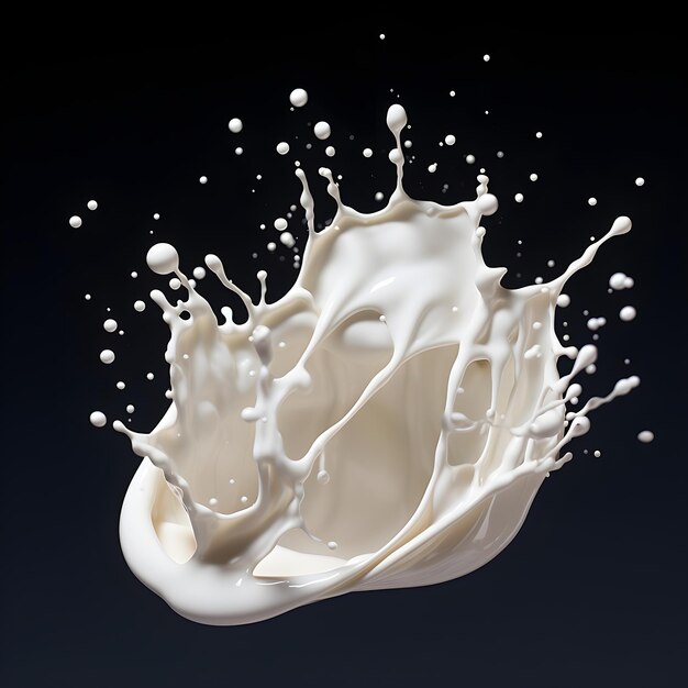 Foto 3d-rendering von milch-splash für die werbung