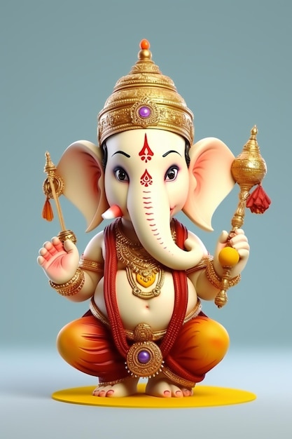 3D-Rendering von Miniatur-Ganesha auf Farbverlauf