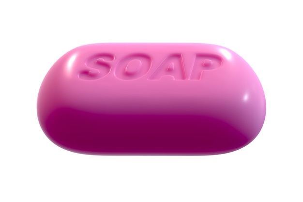 3D-Rendering von Pink Soap mit isoliertem Text