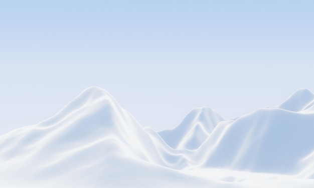 3D-Rendering von schneebedeckten Bergen Weißes Gelände