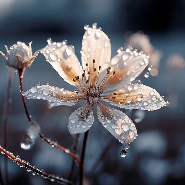 3D-Rendering von Schneeflocken, die im Winter treiben