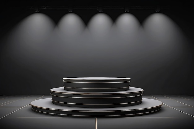 3D-Rendering von schwarzem Podium-Hintergrund für Black-Friday-Produkte