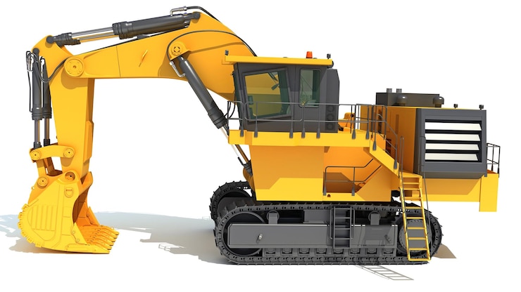 Foto 3d-rendering von schwerbaumaschinen für den bergbau