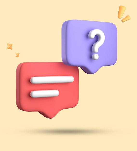 3D-Rendering von Sprachblasen 3D-Pastel-Chat mit Fragezeichen-Ikonen-Set