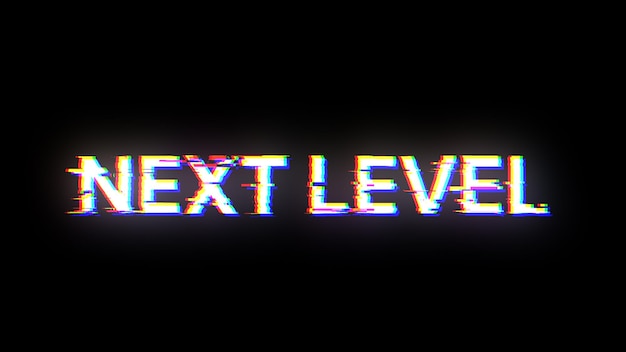 3D-Rendering von Text der nächsten Stufe mit Bildschirm-Effekten technologischer Störungen