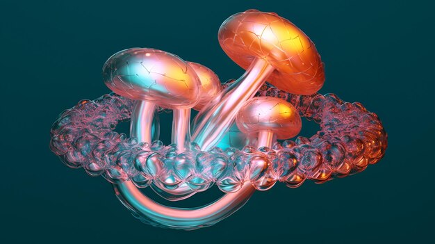 3D-Rendering von transluzentem Cordyceps-Pilzpilz