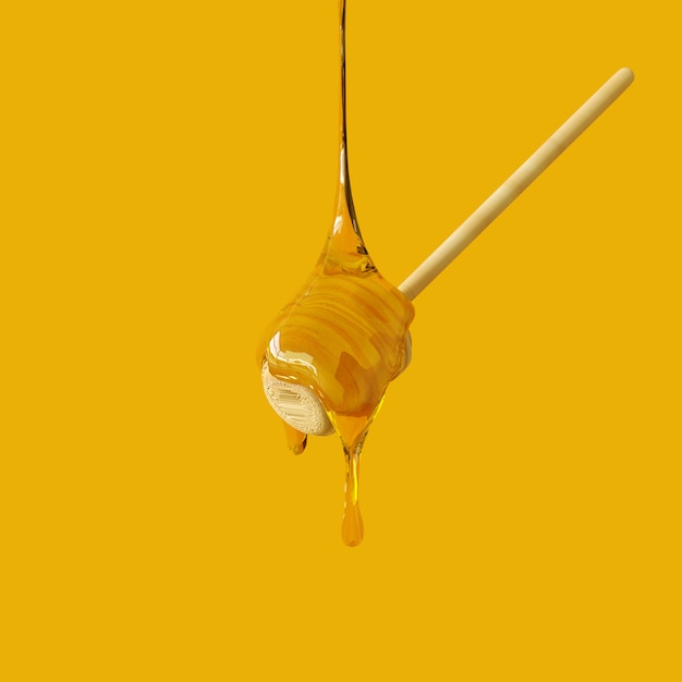 Foto 3d-rendering von tropfendem honig