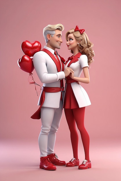 3D-Rendering von Valentinstag Charakter in der Liebe