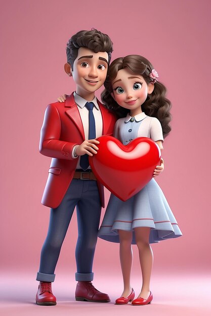 3D-Rendering von Valentinstag Charakter in der Liebe