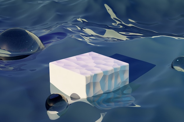 3D-Rendering von Wasser und Podium für Produkt