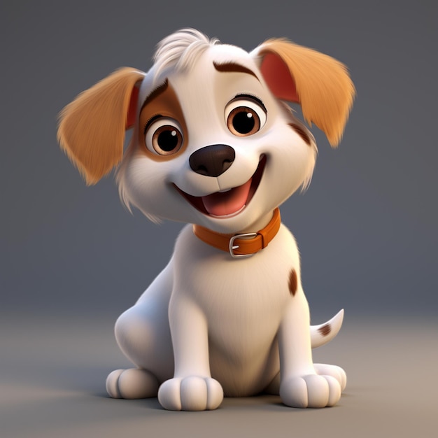 3D-Rendering von Zeichentrickfiguren von niedlichen Hunden