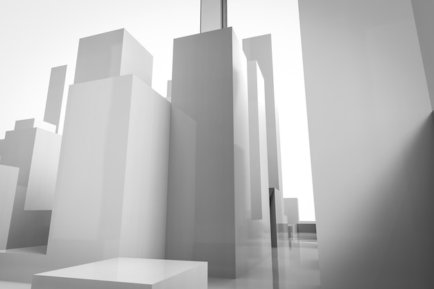 3D-Rendering weiße Gebäude auf weißem Hintergrund