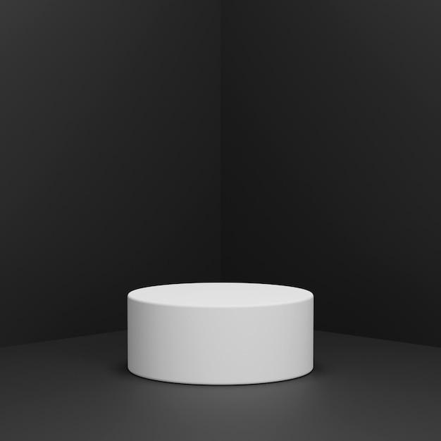 Foto 3d-rendering weißes produktstandpodium mit elegantem schwarzem hintergrund
