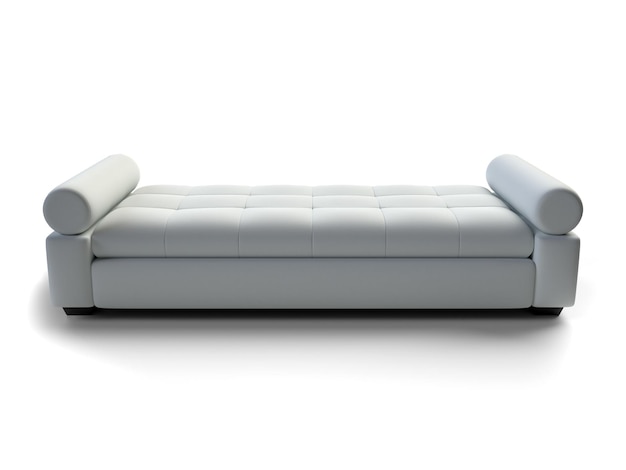 3D-Rendering weißes Sofa mit Schatten auf weißem Hintergrund Möbelinnenräume