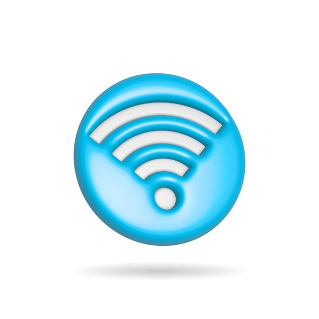 3D-Rendering WLAN-Funksignal-Symbol Illustration mit Schatten isoliert auf Weiß