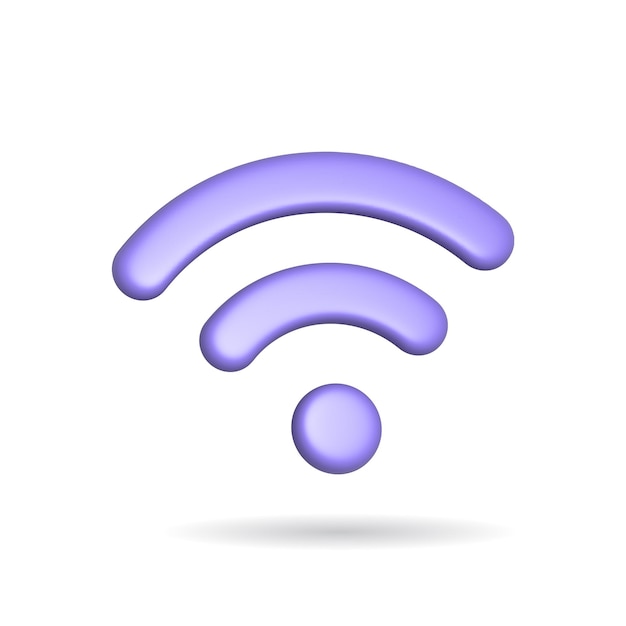 3D-Rendering WLAN-Funksignal-Symbol Illustration mit Schatten isoliert auf Weiß