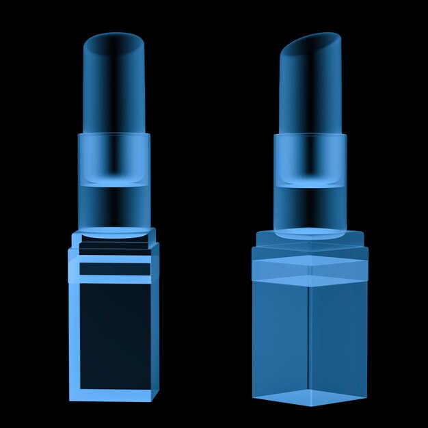 3D-Rendering x-Ray Lippenstift isoliert auf schwarz