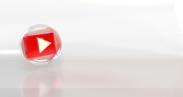 3D-Rendering YouTube glänzendes Symbol