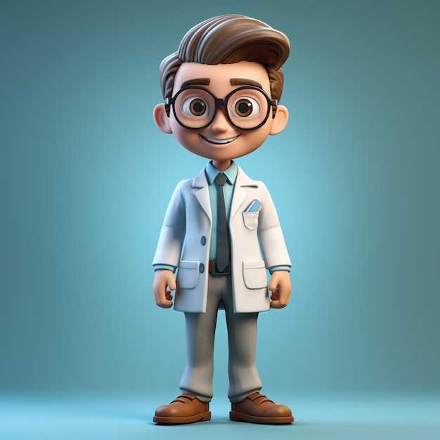 3D-Rendering Zeichentrickfigur eines menschlichen Arztes