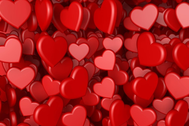 3D-Rendering zum Valentinstag. Muster vieler Herzen