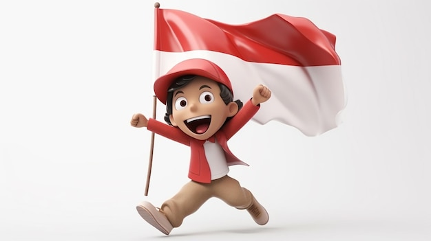 3D-Rendering zur Feier der indonesischen Unabhängigkeitstage mit generativer KI der indonesischen Flagge