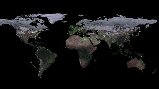 3D-Rendering-Zusammenfassung des Weltnetzwerk-Internets und des globalen Verbindungskonzepts