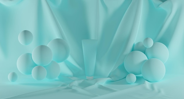 3d renderização abstrata geométrica fundo azul turquesa ilustração 3d vertical