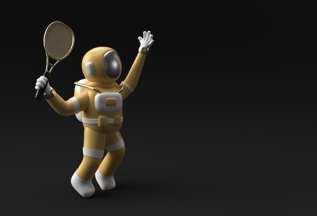 3d renderização astronauta astronauta jogando tênis 3d ilustração design