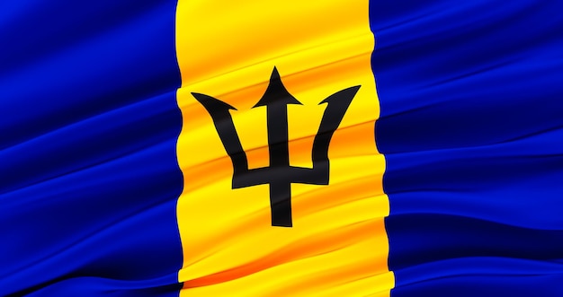 3D renderização da bandeira de barbados para o Memorial Day Independence Day