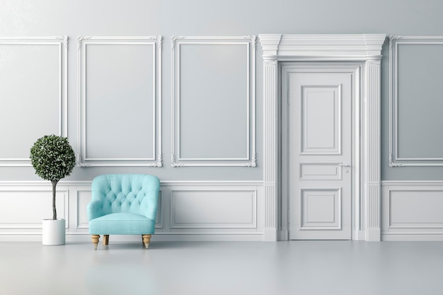 3d renderização da bela sala interior limpa