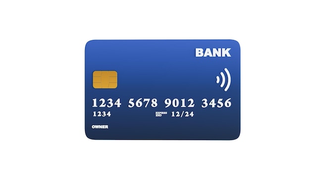 3d renderização de cartão de crédito isolado no fundo branco