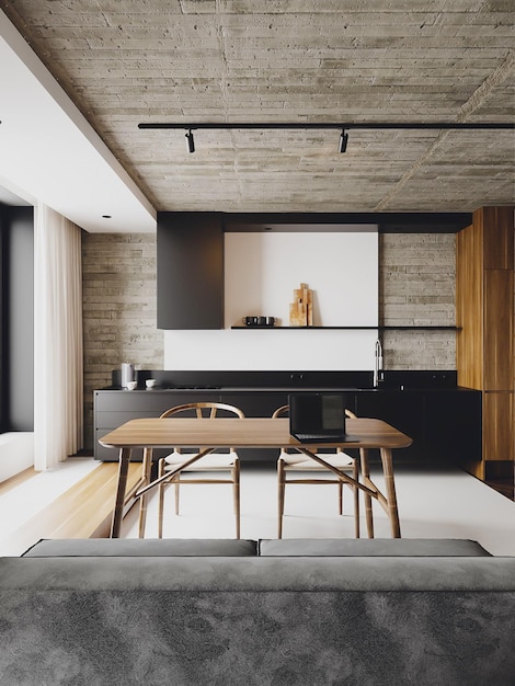 3d renderização de design de interiores de prédio de apartamentos