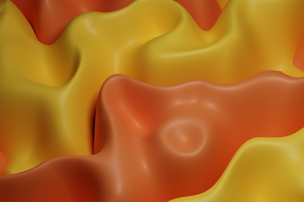 3D renderização de fundo amarelo e laranja abstrato papel de parede de onda geométrica moderna