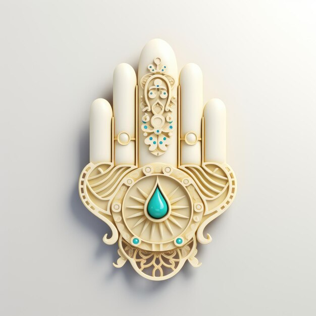 Foto 3d renderização de hamsa mão islam