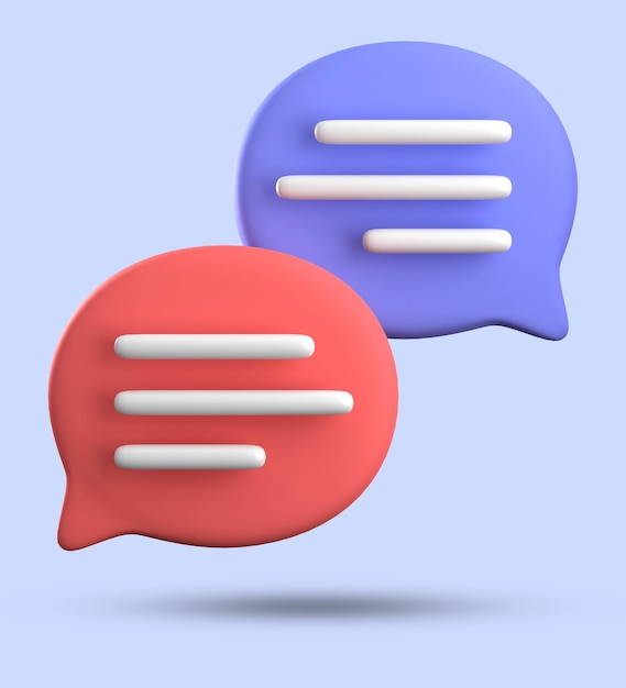 Foto 3d renderização de ícones de bolha de fala 3d conjunto de ícone de bate-papo em pastel set de bolhas de fala 3d