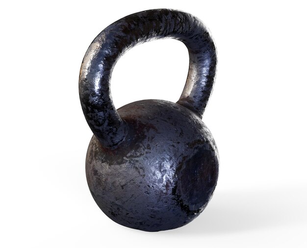 Foto 3d renderização de kettlebell sobre branco