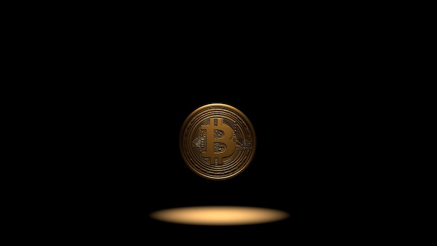 Foto 3d renderização de moeda criptográfica e ideia de conceito de bitcoin