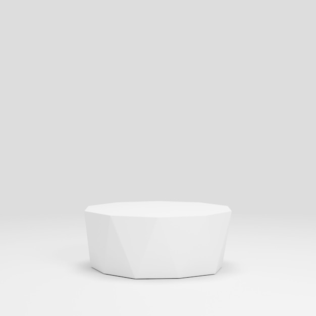 Foto 3d renderização de suporte de produto de pódio branco com fundo branco liso