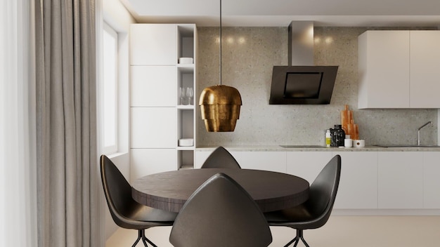 3d renderização design de cena interior de apartamento moderno