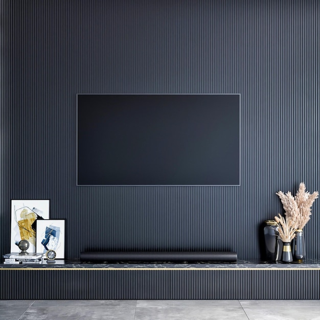 3d renderização design de interiores de decoração de parede de tv de luxo moderno
