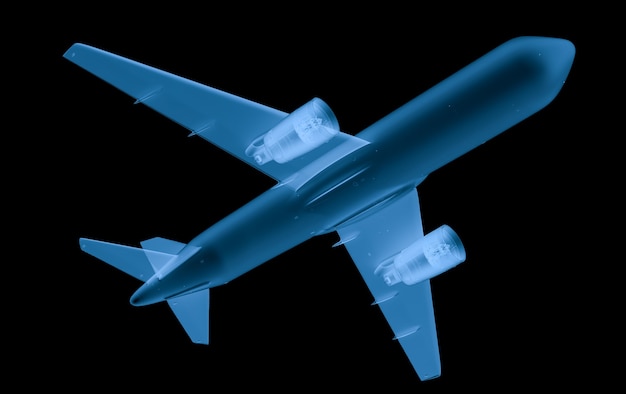 3D renderização em avião de raio x isolado no preto