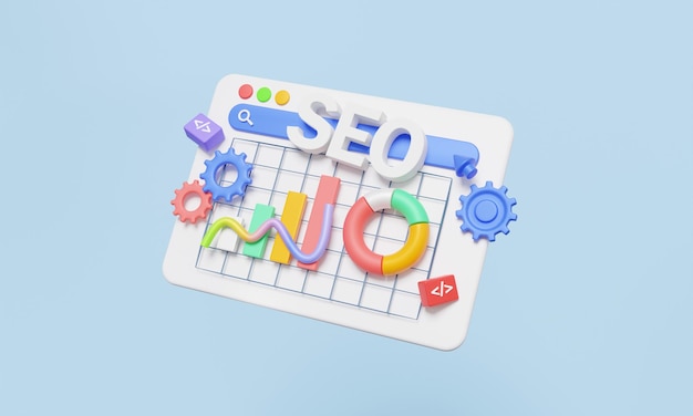 3D renderização estatística analítica estratégia de otimização SEO e pesquisa marketing preciso