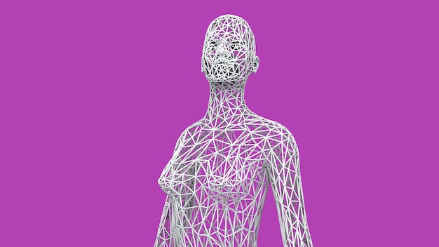 3d renderização Figura humana feita com linhas