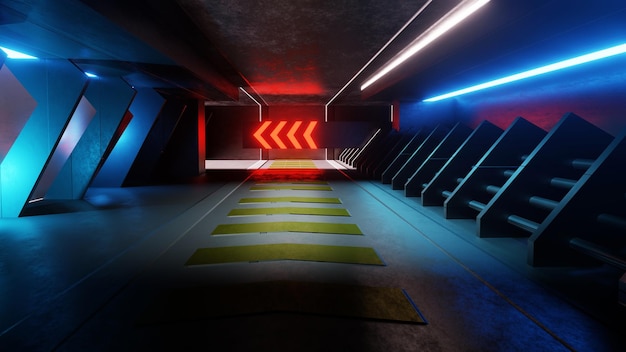 3d renderização neon brilho sci fi fundo futurista